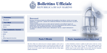 Home page del sito Bollettino Ufficiale